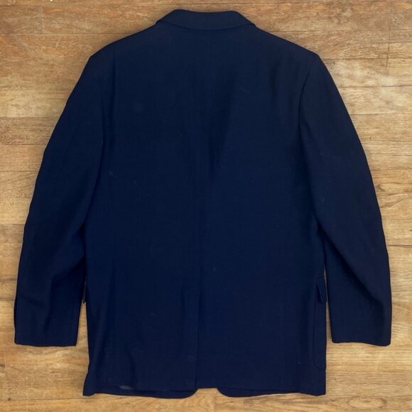 Vintage Mens Suit Set Size 40R Blazer 32x31 Pants 60s Navy Blue Suit Coat Pants - Picture 4 of 9